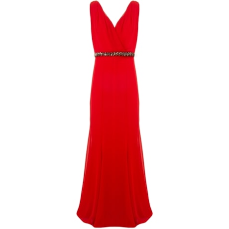 VESTIDO SHIFFON CINTO BORDADO SALTY RAGE - VERMELHO