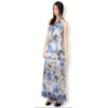 VESTIDO SHIFFON ESTAMPADO COM CINTO - AZUL