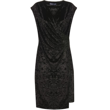 VESTIDO SIMPLE LIFE VELUDO MOLHADO TRANSPASSADO - PRETO