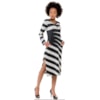 VESTIDO STATI UNIT MALHA  CASH BÁSICO  ESTAMPA LISTRAS DIAGONAIS - PRETO
