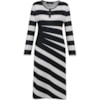 VESTIDO STATI UNIT MALHA  CASH BÁSICO  ESTAMPA LISTRAS DIAGONAIS - PRETO