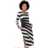 VESTIDO STATI UNIT MALHA  CASH BÁSICO  ESTAMPA LISTRAS DIAGONAIS - PRETO
