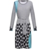 VESTIDO STATI UNIT MALHA FRIA ESTAMPA XADRES FLORES BARRADO - PRETO