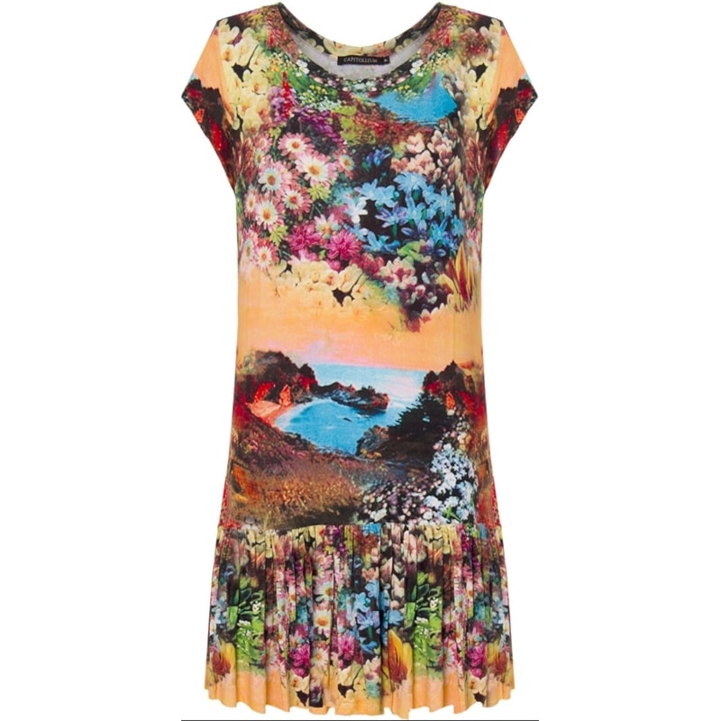 VESTIDO T-SHIRT BARRA FRANZIDA - FLORAL