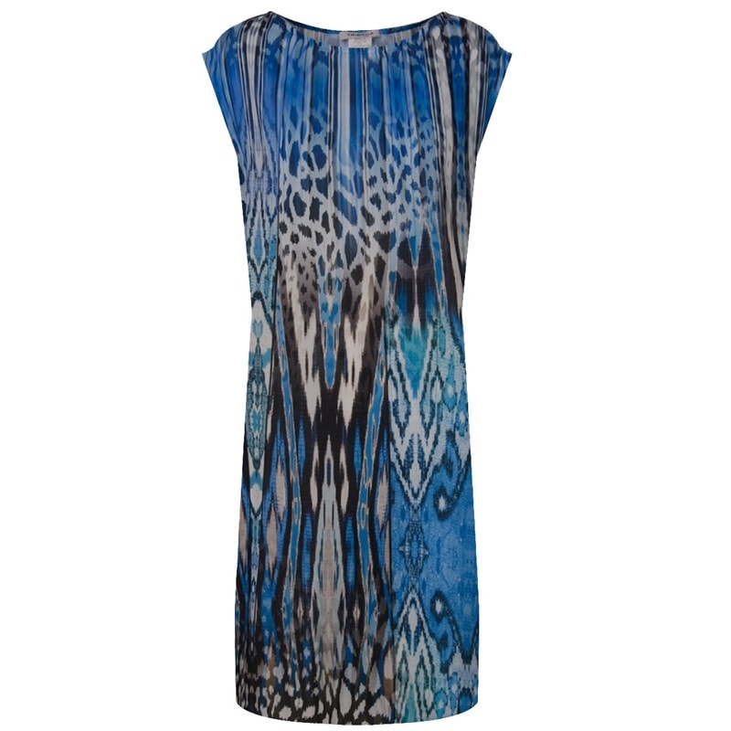 VESTIDO T-SHIRT VISCOSE TRIBAL - AZUL