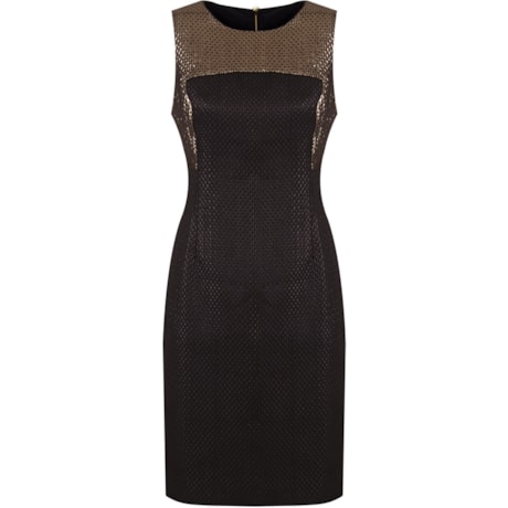 VESTIDO TUBO RECORTES MATELASSÊ - PRETO