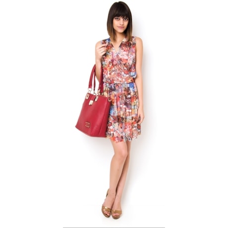 VESTIDO TULE ESTAMPA ORIENTAL CACHECOUER - LARANJA