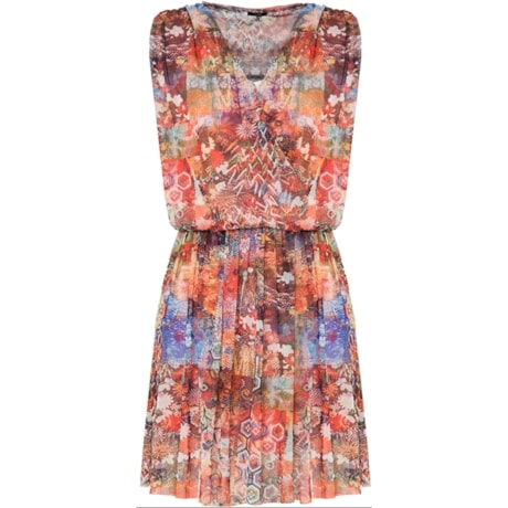VESTIDO TULE ESTAMPA ORIENTAL CACHECOUER - LARANJA
