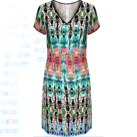 VESTIDO VISCOSE TIE-DYE M/C - TURQUESA