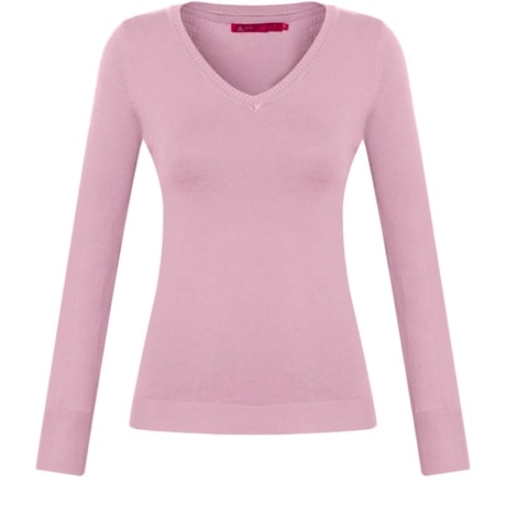 VIP RESERVA - BLUSA TRICOT VISCOSE DECOTE V M/L - ROSÊ