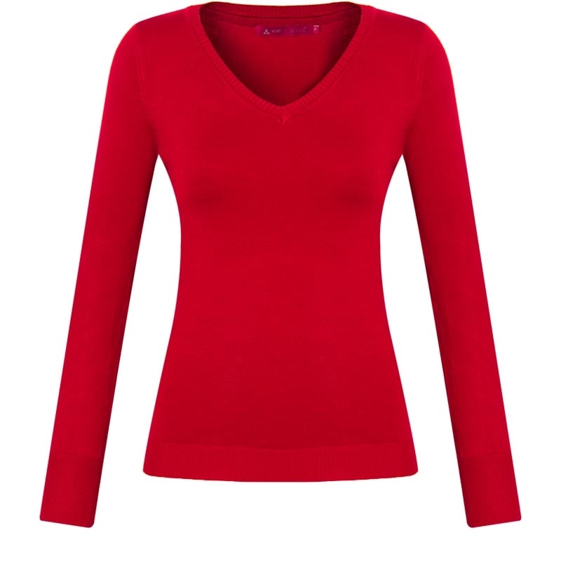 VIP RESERVA - BLUSA TRICOT VISCOSE DECOTE V M/L - VERMELHO