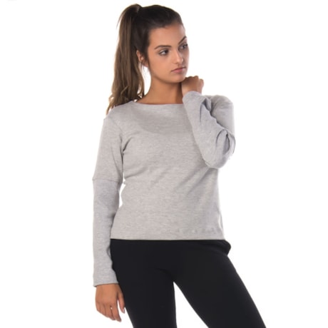 WALK TRENDY - BLUSA MOLETOM CROP AMPLO - MESCLA