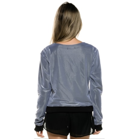 WALK TRENDY - BLUSA MOLETOM EFEITO METALIZADO - GRAFITE