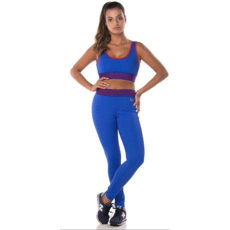 WALK TRENDY - CALÇA LEGGING BICOLOR COM ELÁSTICO - ROYAL