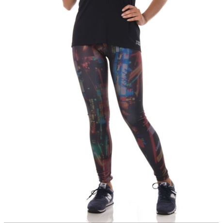 WALK TRENDY - CALÇA LEGGING ESTAMPA LIGHT CITY - PRETO