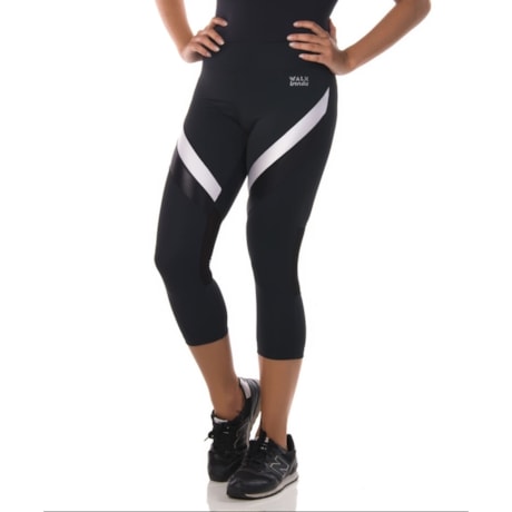 WALK TRENDY - CALÇA LEGGING RECORTES E TULE - PRETO