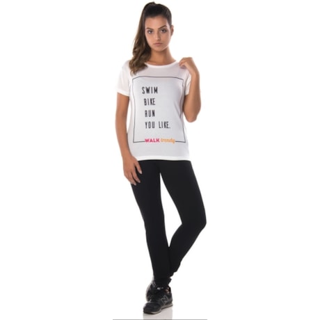 WALK TRENDY - CAMISETA ESTAMPA BIKE RUN - BRANCO