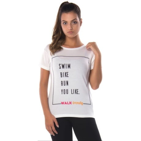 WALK TRENDY - CAMISETA ESTAMPA BIKE RUN - BRANCO