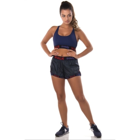 WALK TRENDY - SHORT SPORT RESINADO COM ELÁSTICO - MARINHO