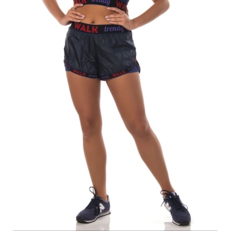 WALK TRENDY - SHORT SPORT RESINADO COM ELÁSTICO - MARINHO