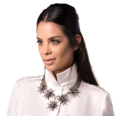 ZAVVADINACK COLAR CORRENTES COM FLORES - PRATA