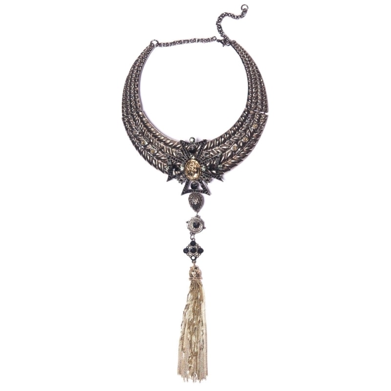 ZAVVADINACK COLAR PLACA DE METAL COM TASSEL - OURO VELHO